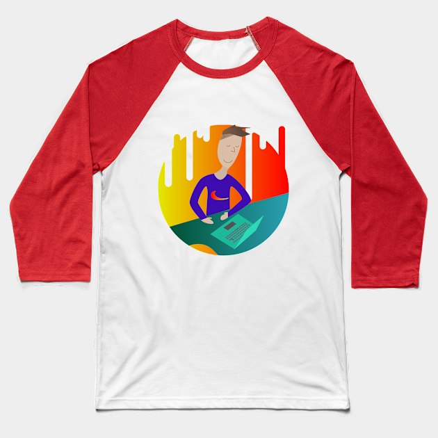 Flat art Baseball T-Shirt by unoshx